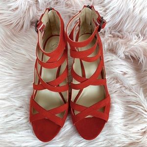 Franco Sarto | NWOT Red Suede Caged Heels